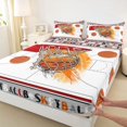 thumbnail image 3 of Homewish Orange Basketball 3pcs Twin Sheet Sets For Teens,Sport Theme Twin Fitted Sheet,Ball Game Breathable Flat Sheet,Luxury Bedroom Decor, 3 of 7