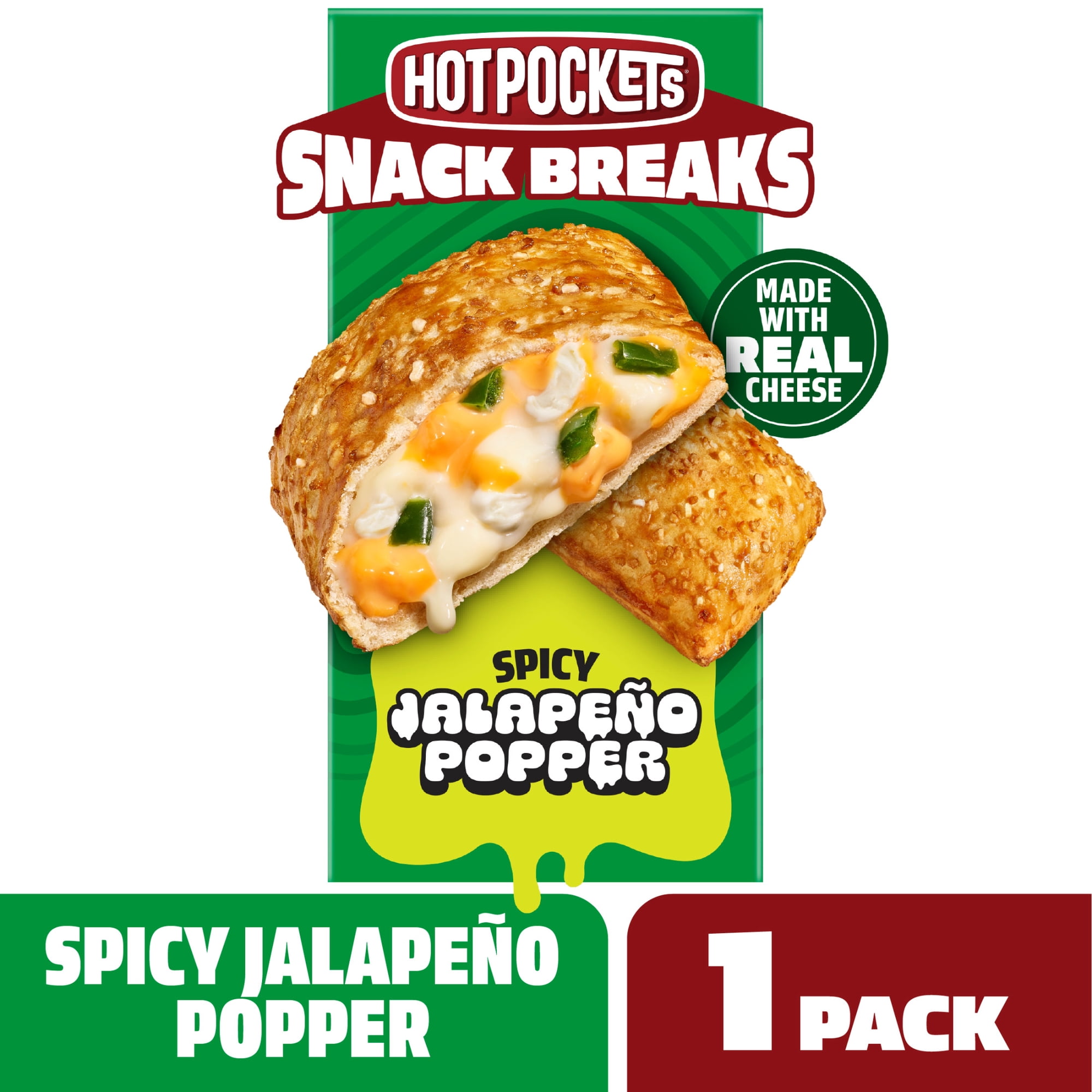 Hot Pockets Snack Breaks Jalapeno Popper, Pretzel Crust, Cheesy Snacks, 1 pack, 4 oz Box (Frozen)