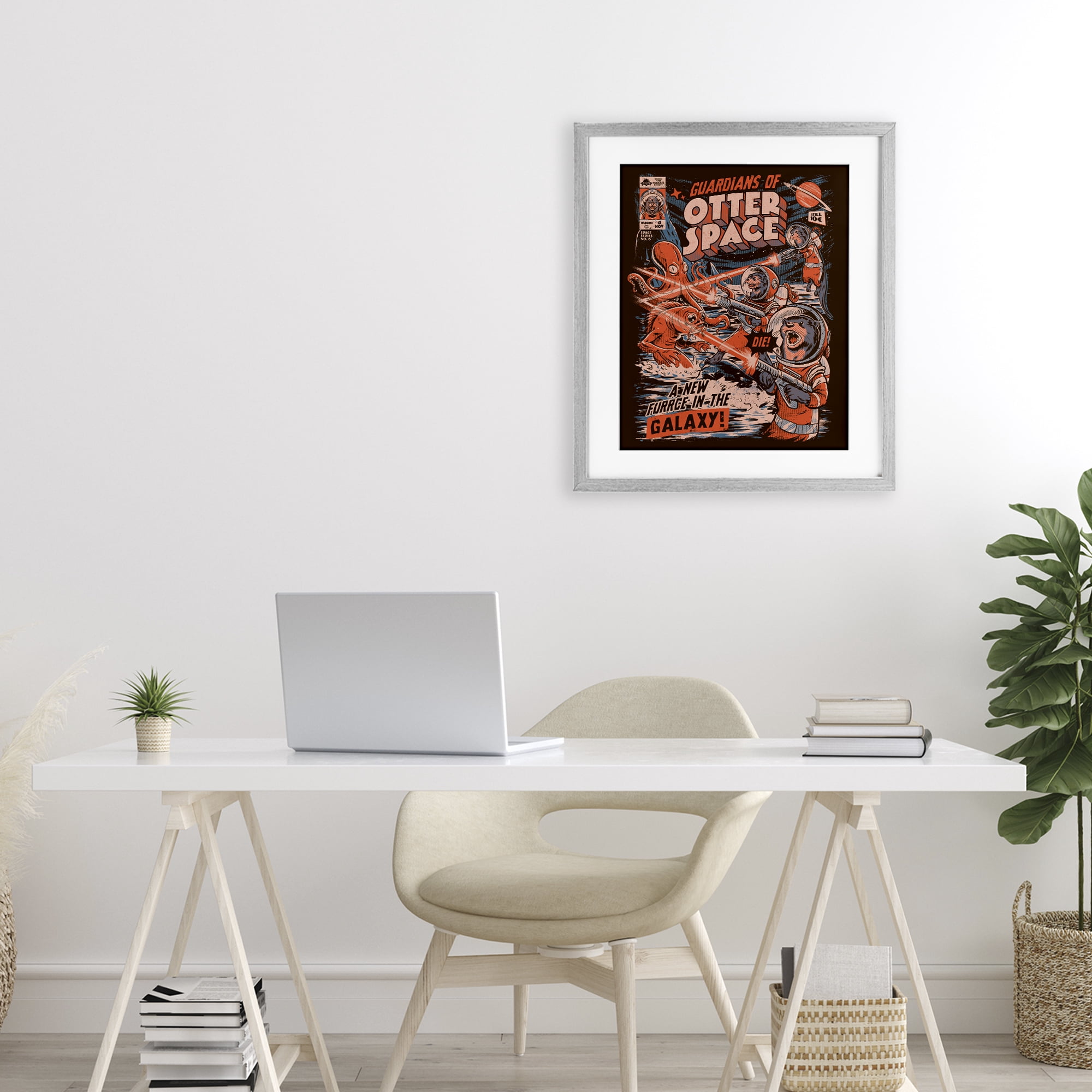 Stupell Industries Guardians Of Otter Space Retro Gray Framed Print Under Glass, design by EduEly Designs