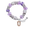 thumbnail image 2 of Delight Jewelry Rose Goldtone Crystal Initial - U - Purple Butterfly Bead Charm Bracelet, 7"+1" Extender, 2 of 5
