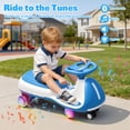 thumbnail image 4 of iRerts 12V Electric Wiggle Car with Pedal, Ride on Toy 2 in 1 Swing Car, Ride on Wiggle Car with Flashing PU Wheels, Bluetooth Music, 5MPH Max Speed, Kids Car for Boys Girls Ages 3-8 Gifts, Blue, 4 of 10