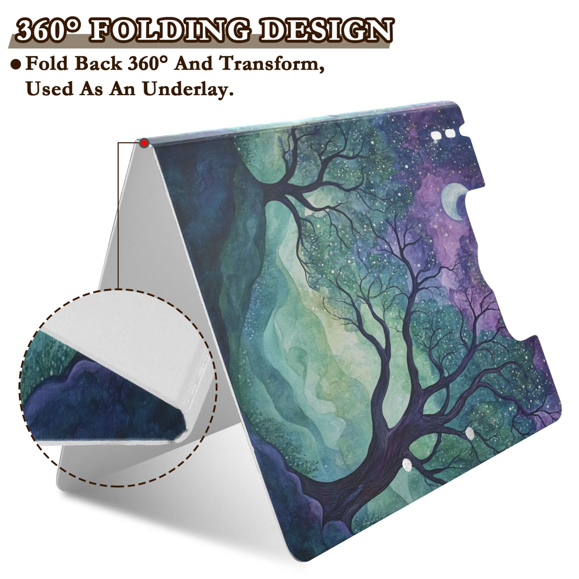 FORMRS A4 Clipboard Folder with Pen Holder Horizontal Foldable School Office Binder, Moonlight Forest