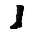 thumbnail image 2 of Viluyesy Womens Slouchy Boots, Thicken Chunky Heels Wide Calf Suede Leather Fall Winter Knee High Boots Black US6.5, 2 of 8