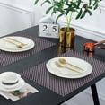 thumbnail image 5 of Placemats Set of 8 for Dining Table, Table Placemats, Rectangular PVC Vinyl, 18x12 Inches - Black Gold, 5 of 7