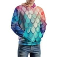thumbnail image 5 of Colorful Gradient Fish Scale Texture Mermaid Men's Women Vintage 3D Hooded Sweatshirt - All-Season Loose Fit Streetwear, 5 of 6