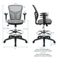 thumbnail image 4 of Giantex  Mesh Drafting Chair, Comfortable Office Chair w/Adjustable Armrests, Foot-Ring & Padded Cushion, Grey, 4 of 8