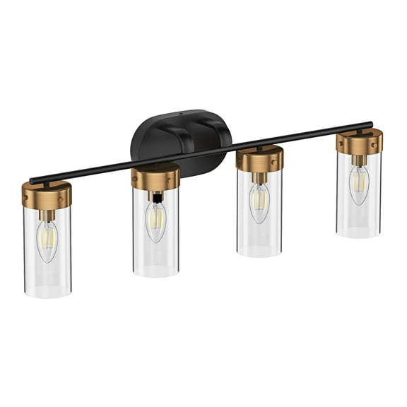 Aiwen 4-Light Bathroom Lighting Fixtures Modern Vanity Light Over Mirror With Clear Glass Shade In Gold Finish
