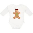 thumbnail image 3 of Inktastic Cute Gingerbread Girl with Red Plaid Bow Boys or Girls Long Sleeve Baby Bodysuit, 3 of 5