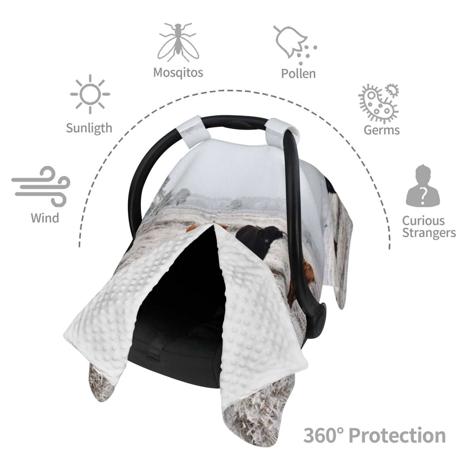 Car Seat Cover Baby - Cow (2) Breathable Infant Car Seat Cover for Baby Carseat, Lightweight Comfort Baby Essentials Must Haves Newborn Stuff for Girl Boy