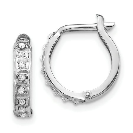 14k White Gold Hinged Hoop Earrings - 14k White Gold Round Hinged Hoop Earrings