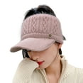 thumbnail image 2 of Autumn Winter Knitting Baseball Hat Women Empty Top Extended Brim Knitting Hat Outdoor Sports Golf Ponytail Hat, 2 of 8