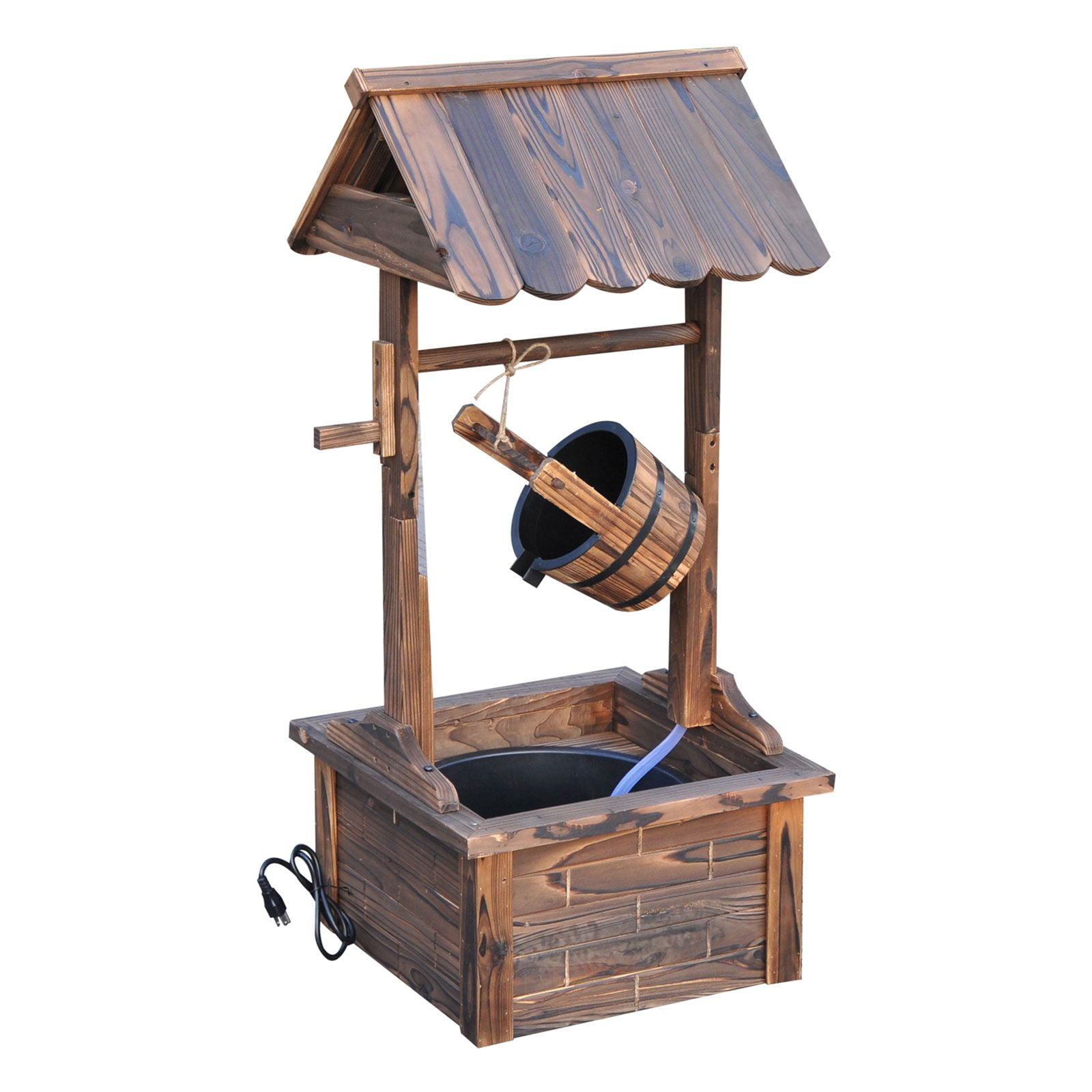 Dranite Rustic Wishing Well Fountain Outdoor Garden Decorative Water Feature with Pump