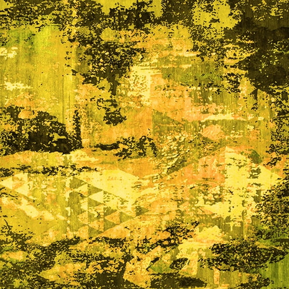 Ahgly Company Indoor Square Oriental Yellow Industrial Area Rugs, 4' Square