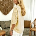 thumbnail image 4 of Lenpel 3/4 Length Sleeve Womens Tops Striped Fall Trendy Button Lapel Shirts Dressy Casual Oversized Lightweight Blouses, 4 of 5