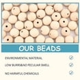 thumbnail image 4 of Natural Wooden Beads, Undyed, Round, Antique White, 26mm, Hole: 5.5mm, 60pcs/bag, 4 of 8