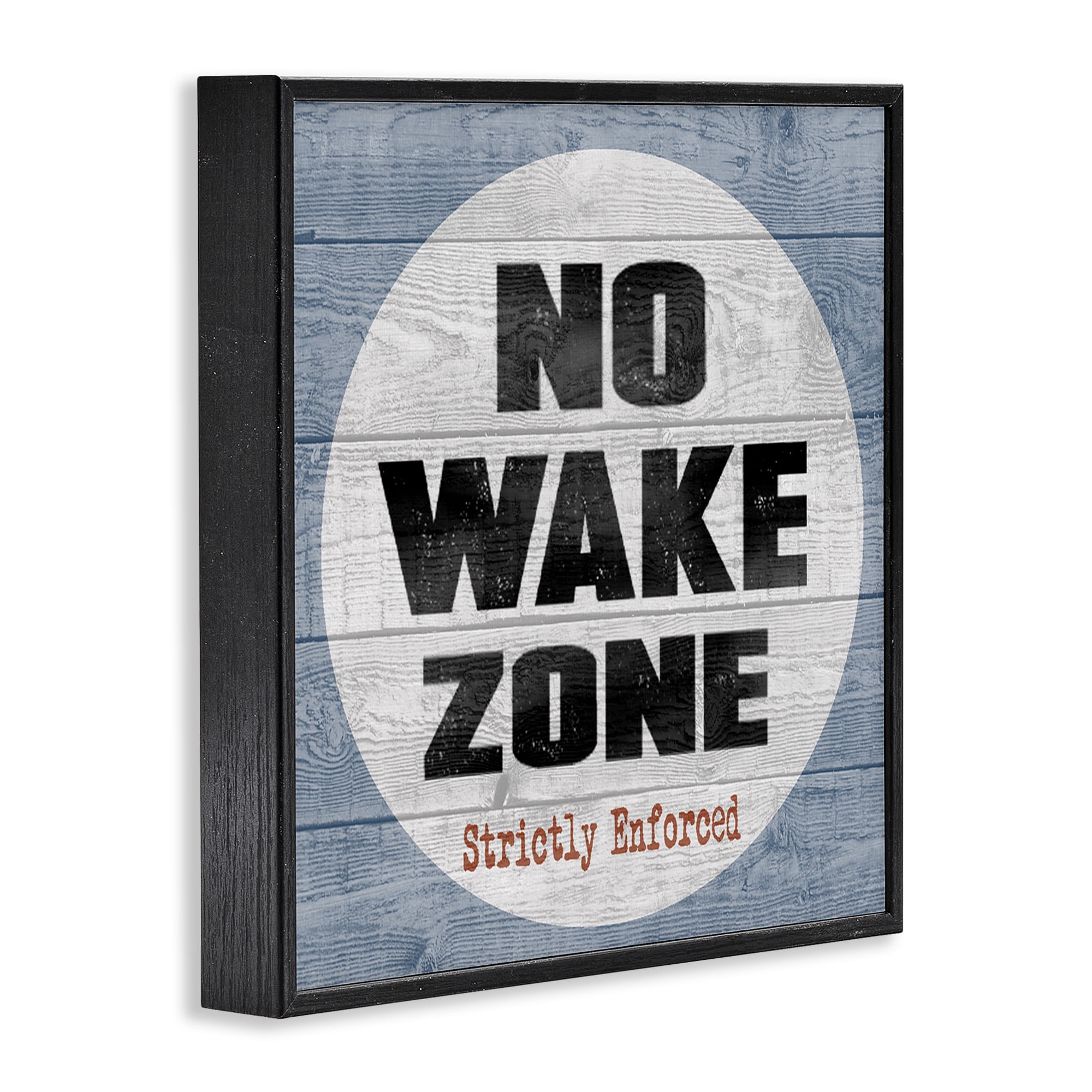 Stupell Industries No Wake Zone Beach Planks Nature Painting Black Framed Art Print Wall Art, 24 x 24