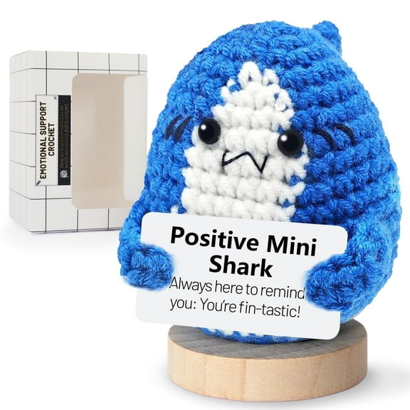 Mini Shark Stuffed Animal, Collectible Desk Decor, Positive Crochet Shark Gifts