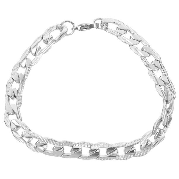 EeaseMX Pulseras de cadena gruesa para hombre, joyería retro para hombre, acero de titanio (plata)