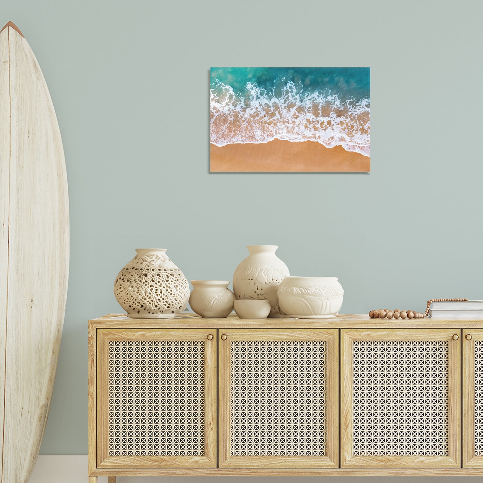 Stupell Industries Aerial Beach Foam Landscape & Nature Photography Wrapped Canvas Art Print Wall Art, 24 x 16