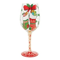 Enesco Lolita Stockings with Care Hand Painted Wine Glass 15oz