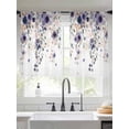 thumbnail image 2 of Purple Flowers Sheer Curtains 45 Inch Length 2 Panels Set Window Treatments, Spring Floral Elegant Pastoral Watercolor Rod Pocket Semi Curtains for Living Room/Bedroom/Kitchen Décor, 104"W x 45"L, 2 of 7