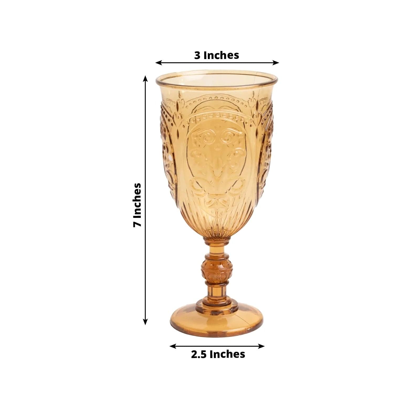 Balsa Circle 24 Amber Gold 10 oz Transparent Plastic Wine Glasses Retro Embossed Style Wedding Party Tableware Decoration Supplies