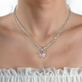 thumbnail image 4 of Y2K Heart Diamond Necklace Punk Crystal Pendant Asymmetric Rhinestone Star Chain Pink, 4 of 4