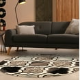 thumbnail image 3 of BNM Modern Trellis Indoor Area Rug, 8' Round, Ivory, 3 of 4