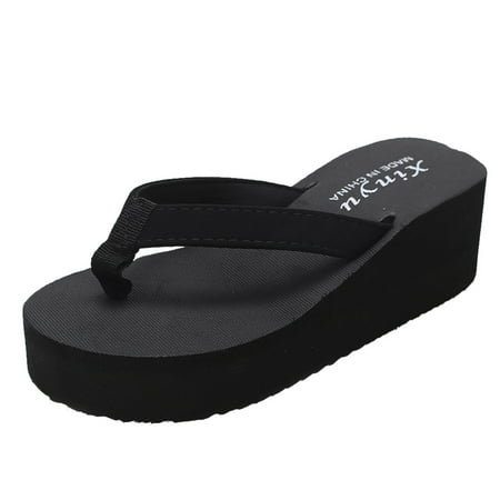 

SEMIMAY Women s Non-slip Beach Shoes Shoes And And Fashionable Wedge Slippers Casual Women s slipper Black