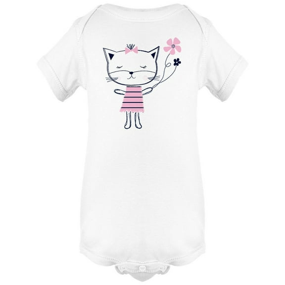 Cute Cat In Strpped Dress Bodysuit Infant -Image by Shutterstock, 6 Months