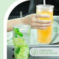 thumbnail image 4 of Set de 2 Vasos de Vidrio de Borosilicato de 20 oz con Tapas Herméticas y Pajitas de Vidrio para Bebidas Frías y Calientes, 4 of 5
