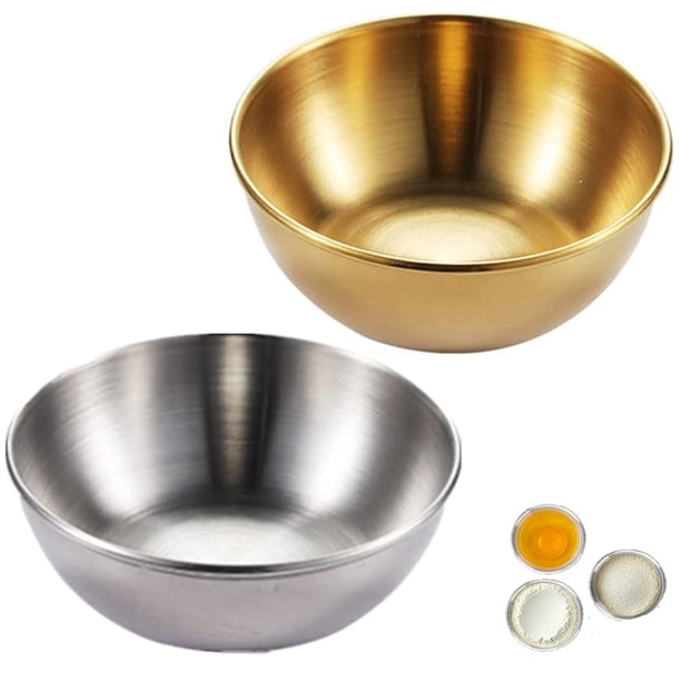 Mini platos para salsa de 2 uds., platos para aperitivos de acero inoxidable, cuenco redondo para sumergir Sushi, cuencos para servir platillos, plato lateral reutilizable oso de fresa Hogar