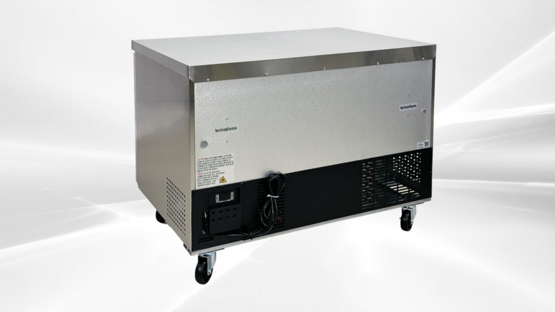 Cooler Depot 47 inch 12 cu.ft, 35 1/2" heigh Commercial Undercounter freezer, 2 Solid Doors, Stainless steel exterior, NSF certified.