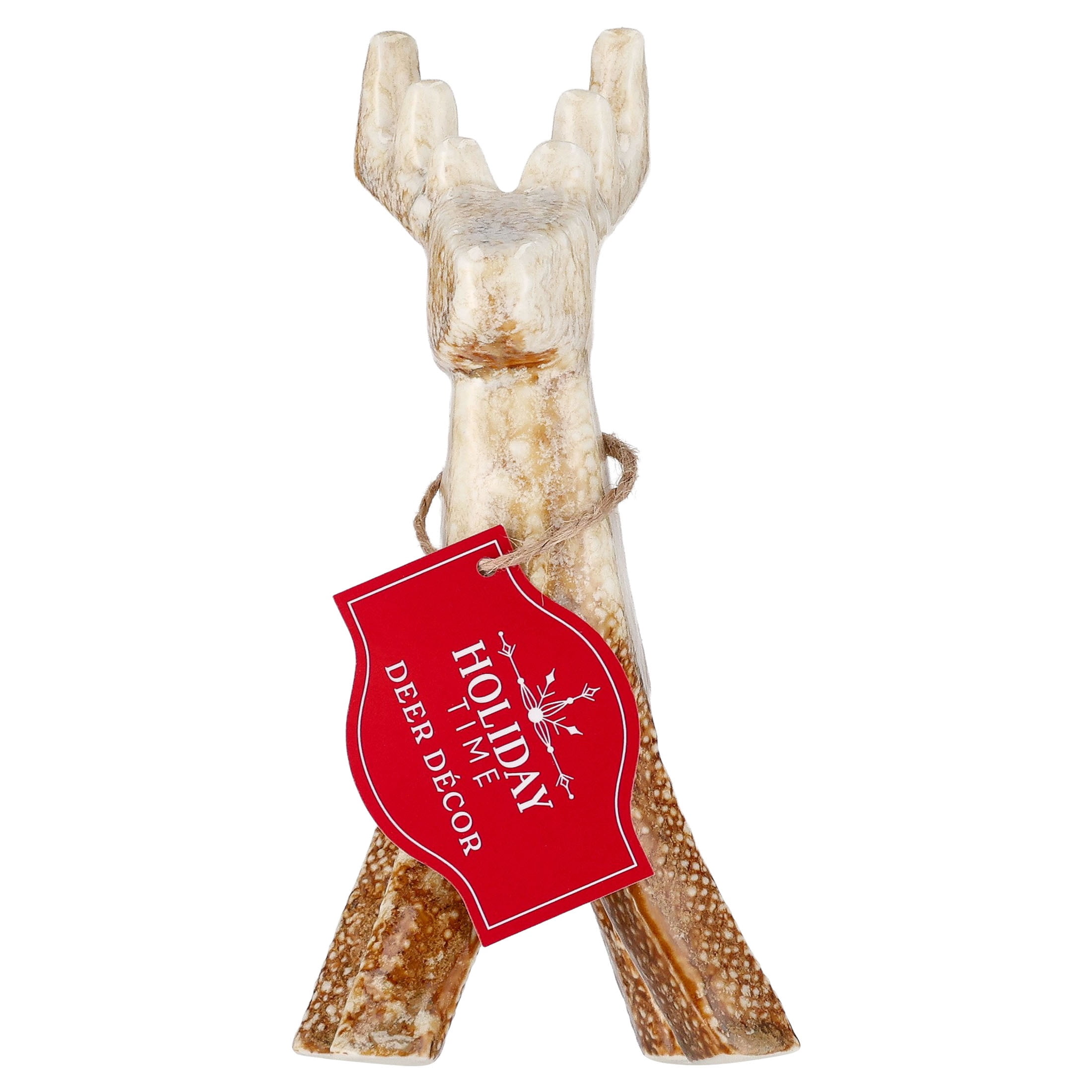 Small Ceramic Standing Deer Christmas Decoration, Cream and Brown, 6.5", by Holiday Time