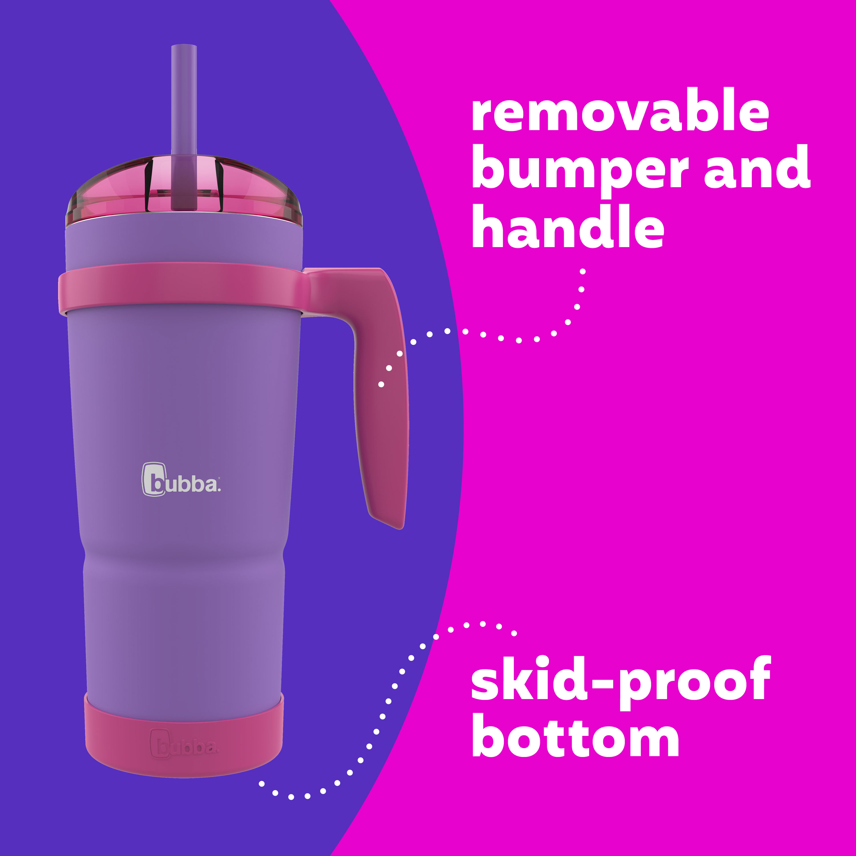 bubba Envy Stainless Steel Tumbler with Removeable Handle, Bumper, Straw Rubberized in Purple 32 oz. - image 4 of 6