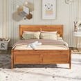 thumbnail image 5 of Queen Size wood platform bed frame with no box spring for master bedroom (oak color), 5 of 9