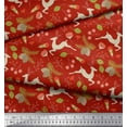 thumbnail image 2 of Soimoi Velvet Fabric Leaves & Reindeer Animal Fabric Prints by Yard 58 Inch Wide, 2 of 3