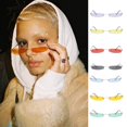 thumbnail image 4 of Gafas de sol de plástico con protección UV4 para mujer, estilo retro, con lentes planas pequeñas, de diseñador Azul, 4 of 8