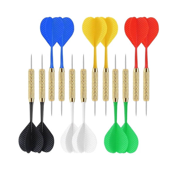 BESTSKY 12 Pcs Metal Tip Darts, Stabilized Flight Dart Set, Portable Game Accessories for Home Parties, Bar Games, Balloon Popping, Tournaments, Casual Play