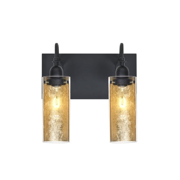 2WG-DUKEGF-BK-Besa Lighting-Duke - Two Light Bath Vanity-Gold Foil Glass Color