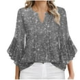thumbnail image 2 of Viluyesy V-Neck T-Shirt for Womens 3/4 Sleeves Shirt Tops Loose Blouse Gray Size M, 2 of 5