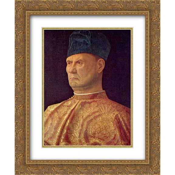 Giovanni Bellini 2x Matted 20x24 Gold Ornate Framed Art Print 'Portrait of a condottiere'