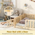 thumbnail image 3 of PAPROOS Full Size Floor Bed, Solid Wood Floor Platform Bed with Slat, Fence Guardrail and Door, No Box Spring Needed, Toddler Bed Montessori Bed, Full Bed Frame for Kids, Boys, Girls, Natural, 3 of 10