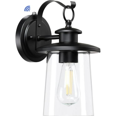 Revtronic Outdoor Wall Light, Dusk to Dawn Matte Black Exterior Light Fixture, Photocell Sensor Front Porch Lighting