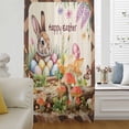 thumbnail image 5 of Happy Easter Sheer Curtains 84 Inches Long, Bunny Eggs Spring Mushrooms Plants Brown Plaid Light Filering Curtains, Breathable Simi Curtain Privacy Drapes for Living Room Bedroom Window Treatment, 5 of 9