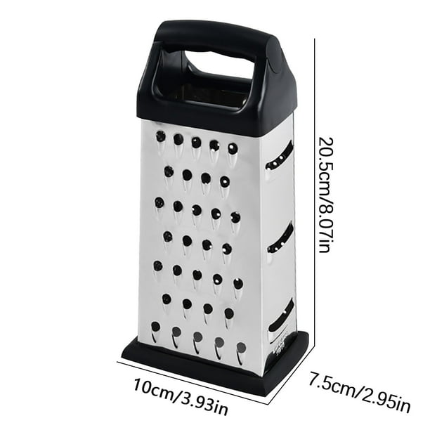 Rallador de caja de acero inoxidable de 4 caras, multifuncional, cuatro en uno, para queso, verduras, calabacín y zanahorias. Resistente a la oxidación, base antideslizante para rallar, rebanar y