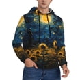 thumbnail image 2 of Pofeuu Oil Starry Sky Sunflower Print Mens Casual Hooded Collar Drawstring Hoodies Pullover Sweatshirts Casual Long Sleeve Shirts-X-Large, 2 of 7