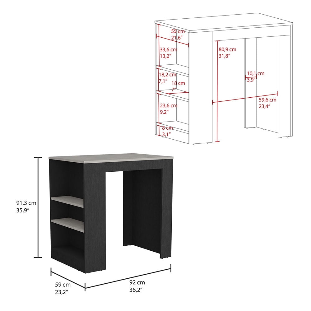 LiviNest Kitchen Island with Storage Shelves: 23.2x36.2 Inch Modern Kitchen Cart - 3-Side Open Shelf Design for Food Prep & Small Business Use