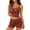 Brown, variant on Womens Pajama Sets Soft Sleepwear 2 Piece Cami Shorts Set V Neck Pj Lace Trim Short PJ Set Lace Nightwear