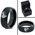 thumbnail image 4 of Tungsten Heart Yin Yang Dog Cat Lovers Band Ring 8mm Men Women Comfort Fit Black Dome Brushed Polished, 4 of 4